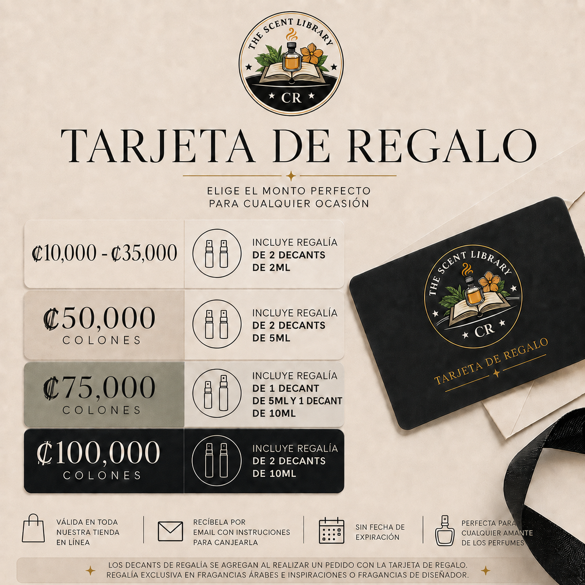 Imagen visual de The Scent Library CR Tarjeta De Regalo